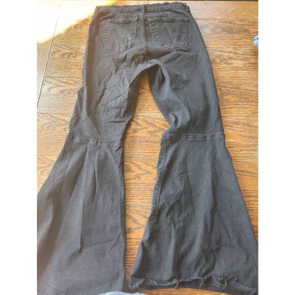 Women's Distressed Black Flare Jeans - Picture 5 of 6